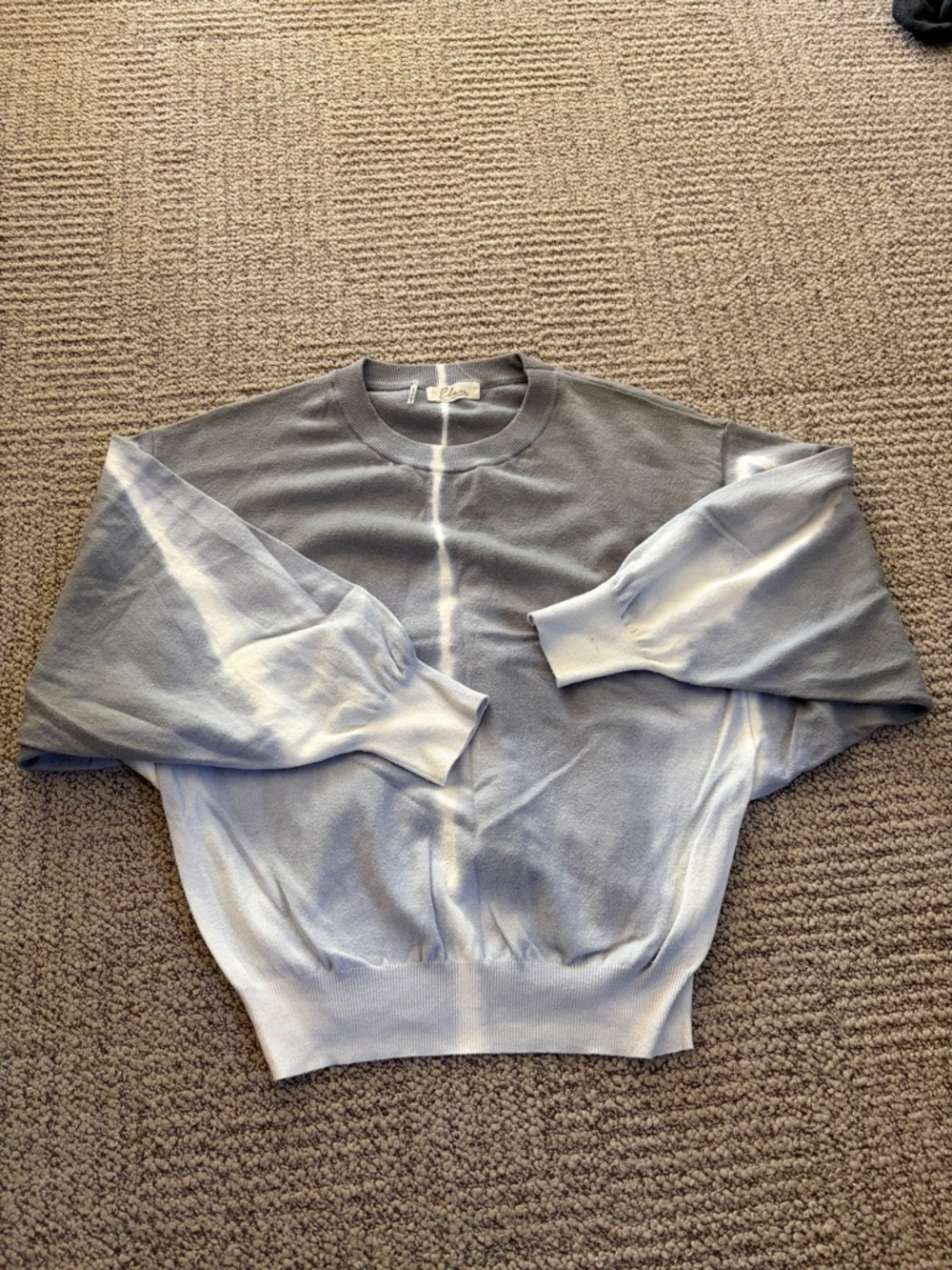 Elan Gray and White Tie-Dye Pullover Sweater